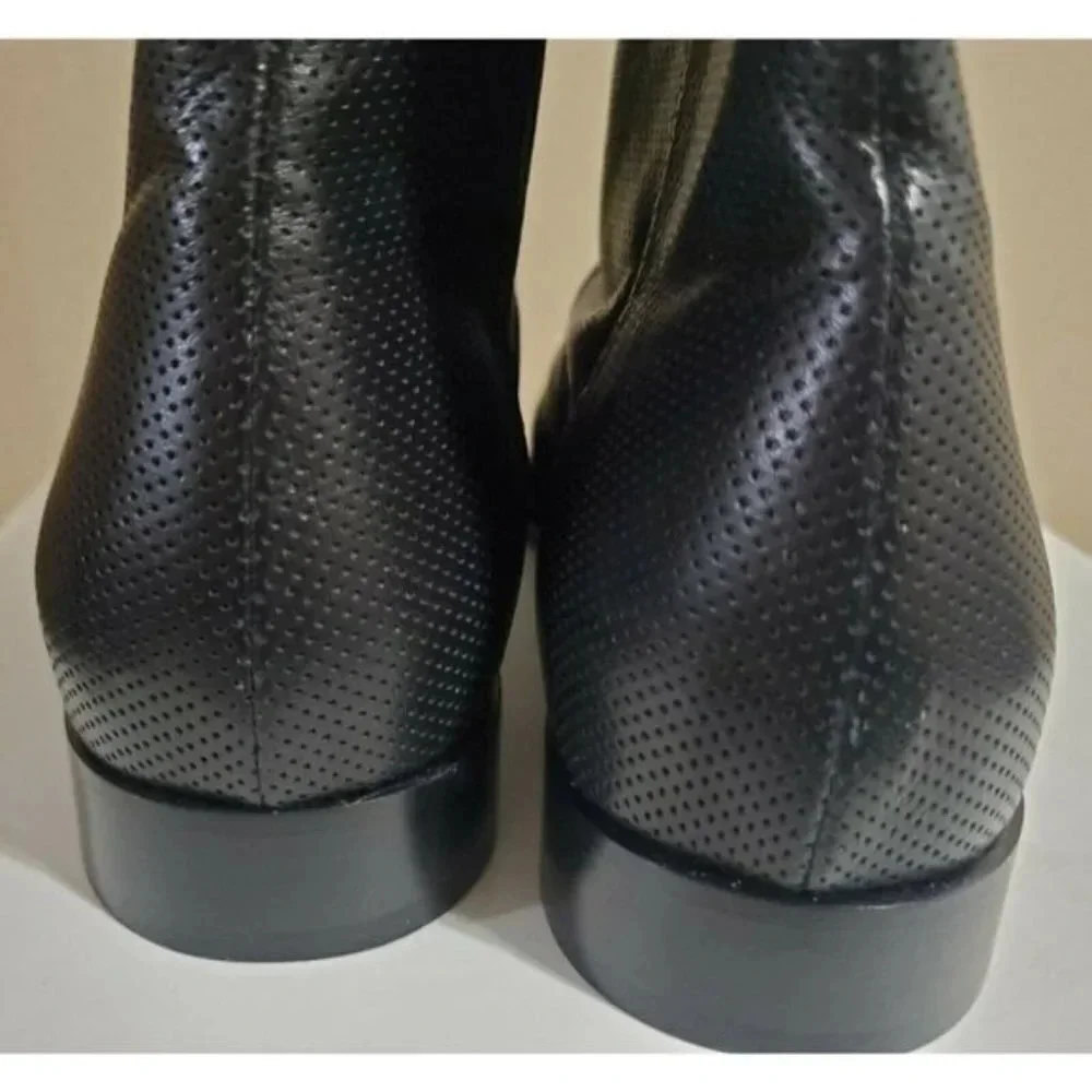 Casadei Black Leather Mesh Look 2 Style Ankle Boot, Sz 40 / IT 10 / US 9.5 - Picture 5 of 12